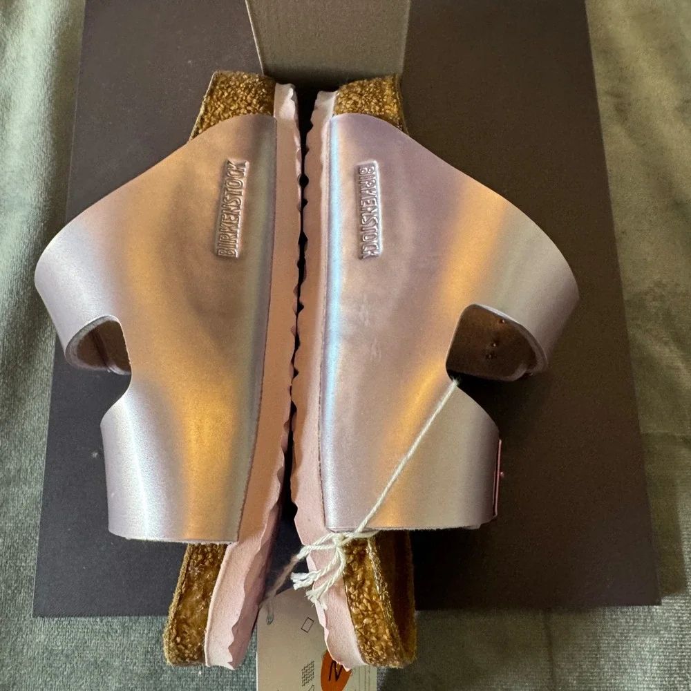 Birkenstock Kids Arizona Sandal 26 Lavender Pink Electric Metallic Slides
